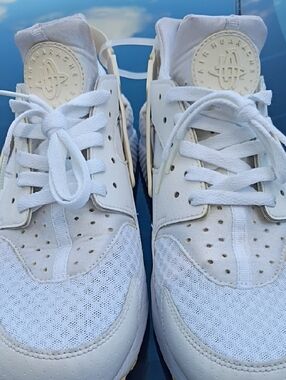 Nike White and Off-White Air Huarache Sneakers